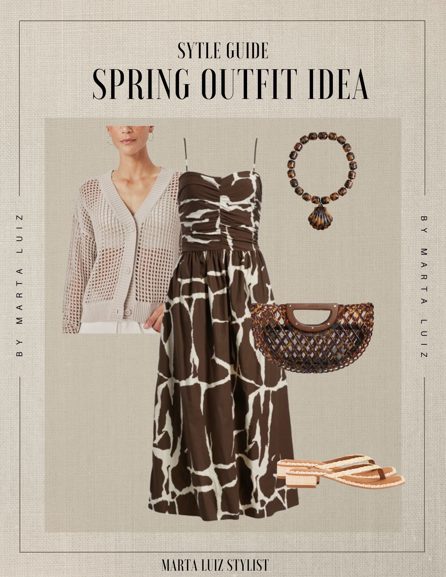 Spring styling made effortless 🤍✨

This look is all about balancing texture and print for an elevated yet relaxed vibe. A flowy brown printed midi dress becomes the statement piece, while a lightweight open-knit cardigan softens the look and adds that perfect layer for breezy days. I paired it with neutral flat sandals for comfort and ease, and finished with warm-toned accessories—a jelly handbag and a bold beaded necklace—to tie everything together.

This is your go-to outfit for brunch, weekend strolls, vacation or casual spring events where you want to feel polished without trying too hard. Tap the links to shop and recreate this look 🤎

#LTKTravel #LTKSeasonal