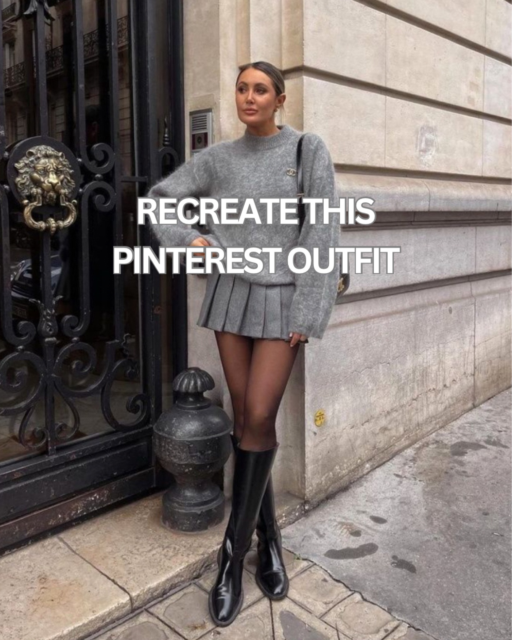 Fall outfit, gray sweater, matching set, gray pleated skirt, black boots, tights, leather boots, fall fits, cozy fits, Pinterest looks 

#LTKSeasonal #LTKFindsUnder50 #LTKShoeCrush
