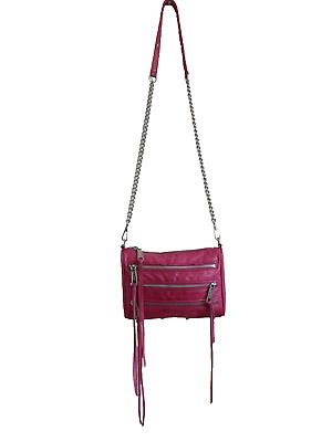 REBECCA MINKOFF Four-Zip Crossbody Handbag Pink Leather Tassel Bag | eBay AU