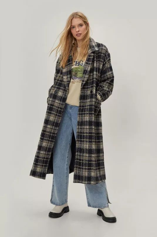 Oversized Check Wool Look Coat | Nasty Gal (US)