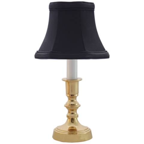 Beacon Falls Polished Brass Table Lamp with Black Bell Shade | Lamps Plus