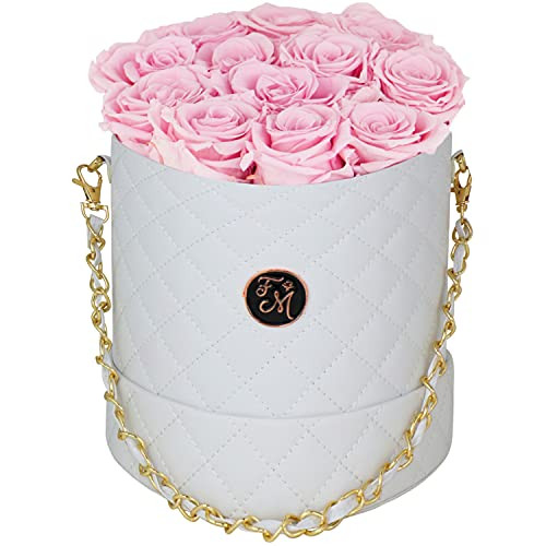 Preserved Roses in a White Hat Box that will last over a year with a natural Rose Scent. (Pink Ro... | Amazon (US)