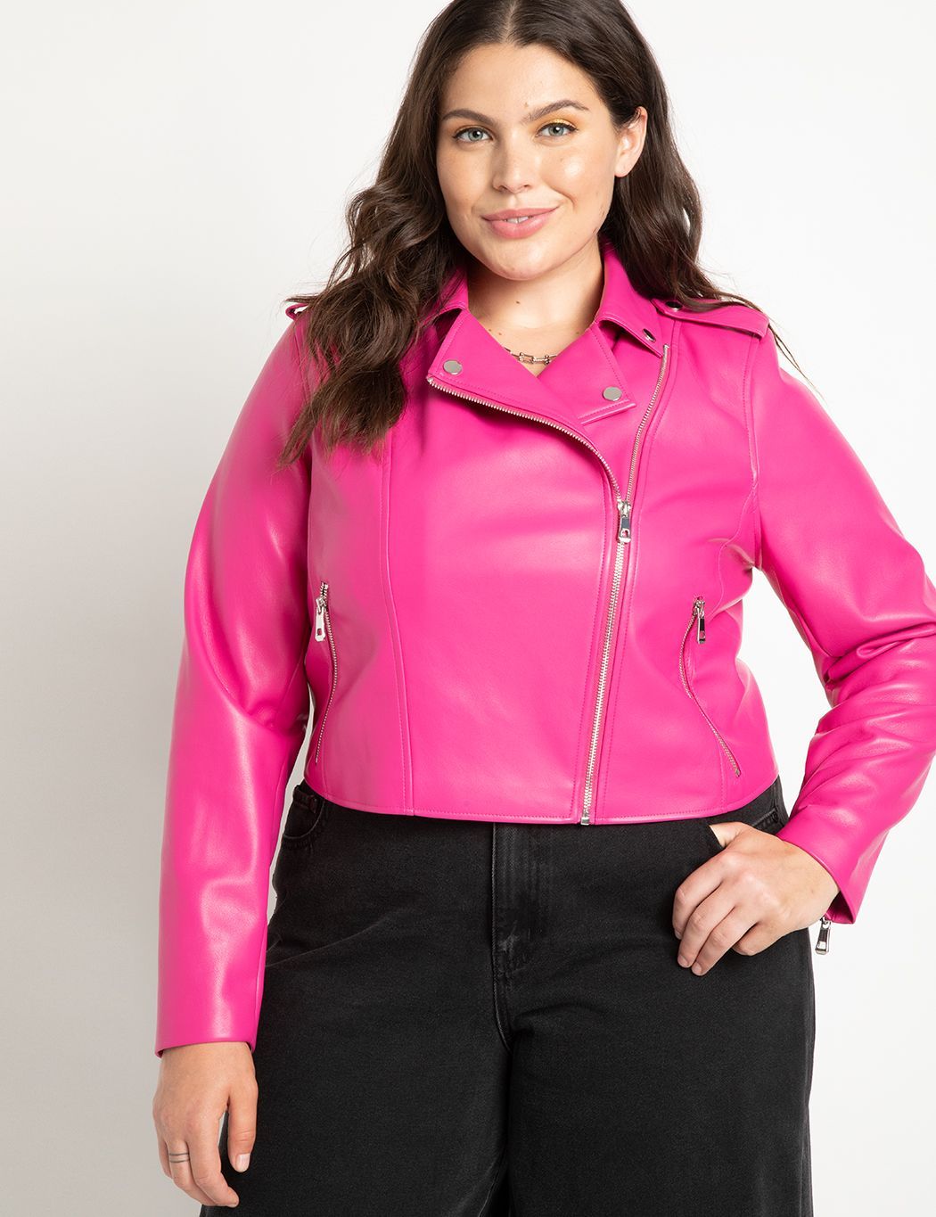 Faux Leather Moto Jacket | Women's Plus Size Coats + Jackets | ELOQUII | Eloquii
