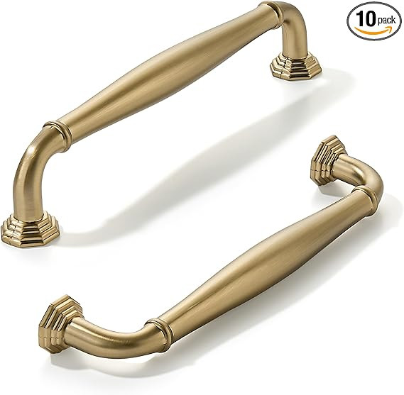 khtumeware 10 Pack 5 Inch(128mm) Brushed Brass Cabinet Pulls Warm Gold Cabinet Handles Heavy Duty... | Amazon (US)