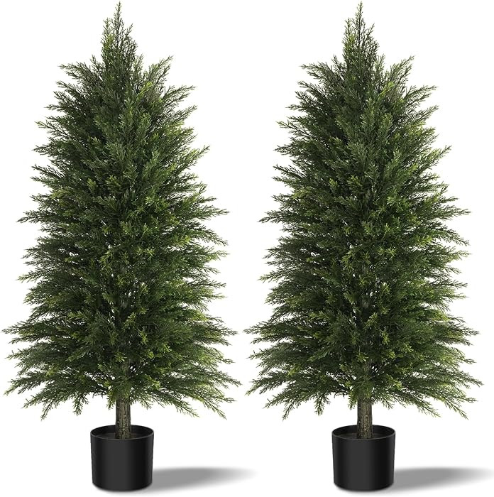 4FT Full Artificial Cedar Trees Set of 2 for Front Porch | Amazon (US)