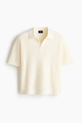 H & M - Regular-Fit Cable-Knit Polo Shirt - Cream | H&M (US + CA)