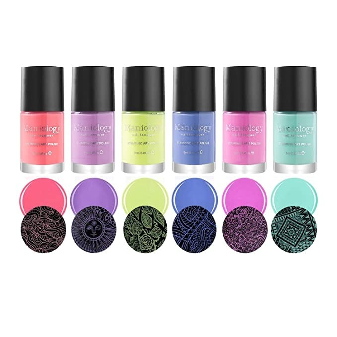 Amazon.com : Maniology 6pc Electric Pastel Creative Art Stamping Polishes - Electro Glo Collectio... | Amazon (US)