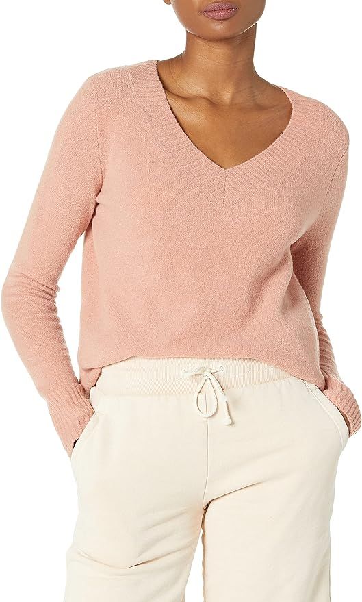 Goodthreads Women's Relaxed Fit Mid-Gauge Stretch V-Neck Sweater | Amazon (US)