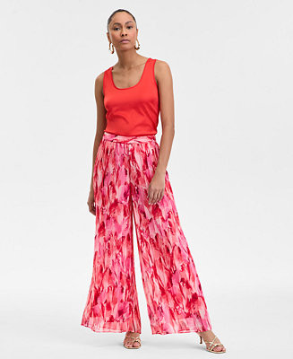I.N.C. International Concepts Women's High-Rise Printed-Chiffon Wide-Leg Pants, Exclusively at Ma... | Macy's