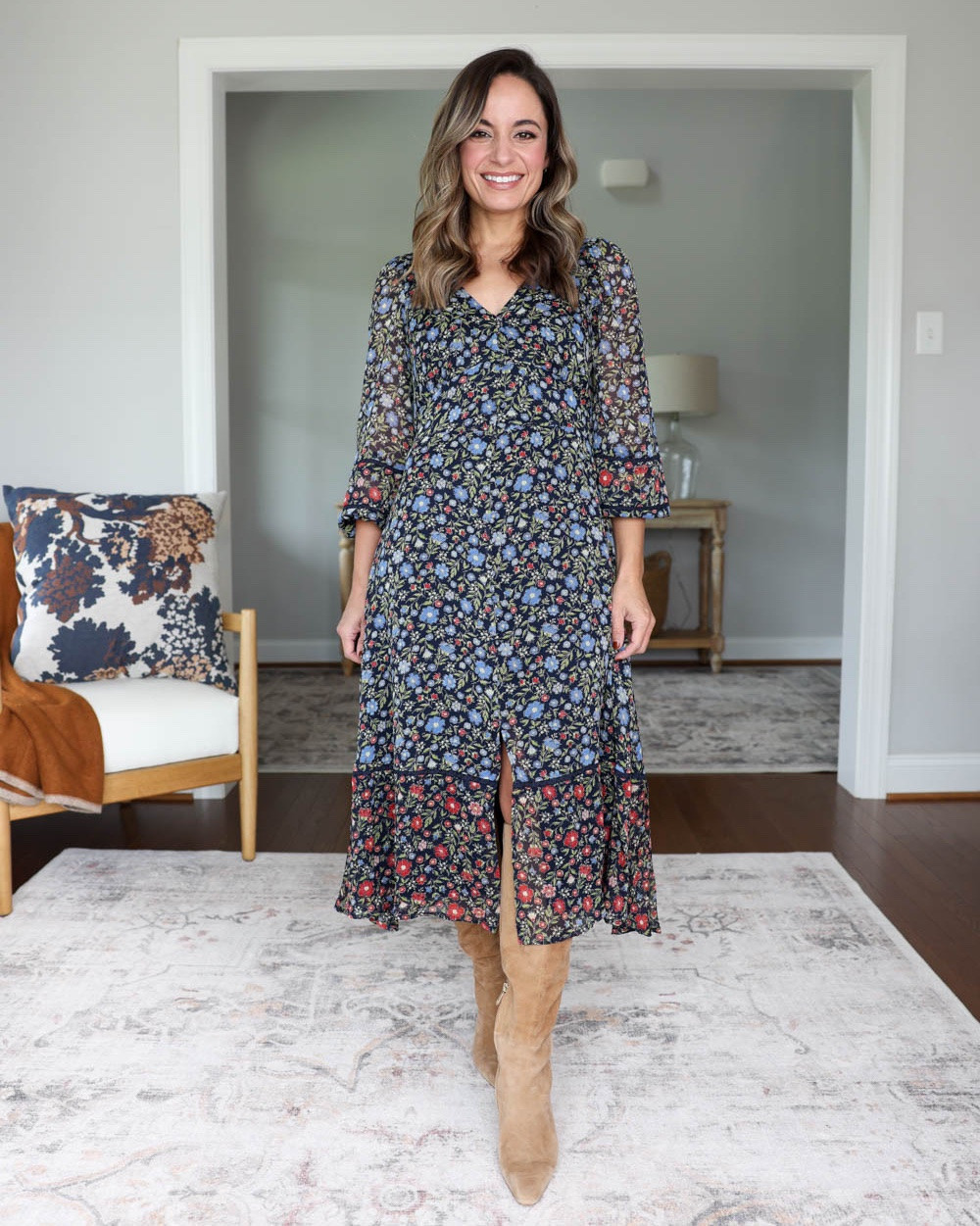 Styling the Sam Edelman knee high boots three ways with fall dresses!

Sylvia knee tall boots (Sam Edelman): true to size, slim shaft

Outfit 1:
Floral midi dress (Kohl's): petite xs

Outfit 2:
Corduroy mini dress (Anthropologie: true to size (with a roomy fit) I’m wearing petite xxs.
Bag (the option linked is an updated version of my bag and is not exact)

Outfit 3:
Cream dress (Quince): xs
Scarf (Sezane)

For size comparison: 32”, 24”, 36” / 25” ankle inseam 27.5-28” full length inseam

#LTKPetite #LTKSaleAlert #LTKSeasonal
