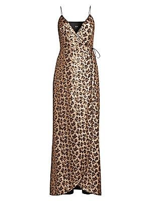Leopard Sequin Wrap Gown | Saks Fifth Avenue
