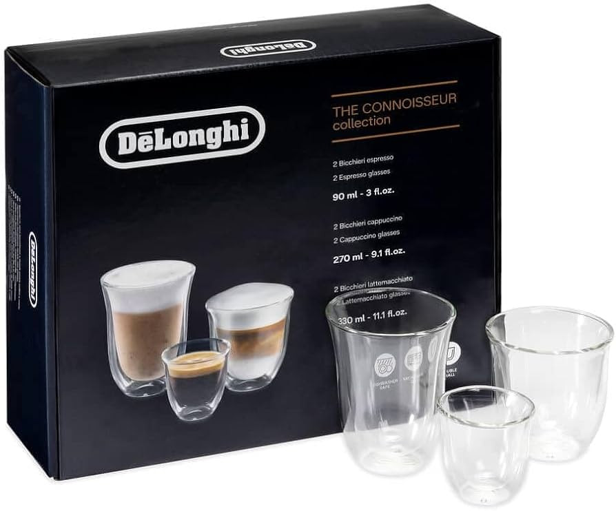 De'Longhi 5513296671 DLSC302 Delonghi Fancy Box 6er Set Thermo Glasses, Clear, 1L | Amazon (UK)