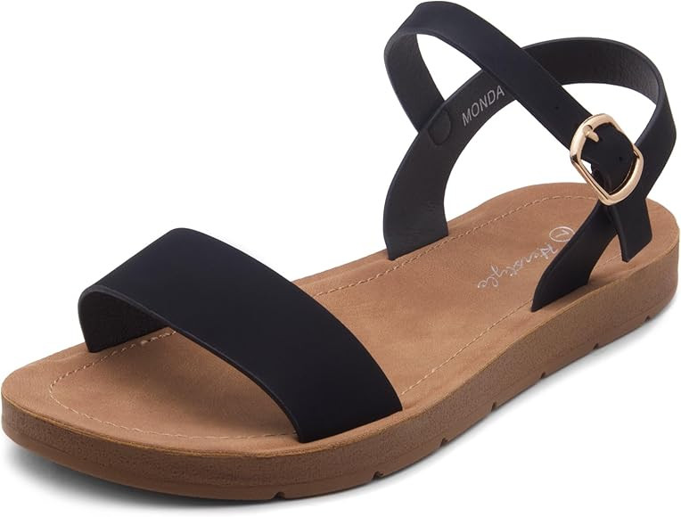 Herstyle Monday Womens Open Toes One Band Ankle Strap Flat Sandals | Amazon (US)