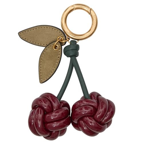 Rebecca Minkoff Cherry Bag Charm with Key Ring Clip, Purse, Backpack and Handbag Accessory, Brass Hardware, Bordeaux/Veridian/Willow | Amazon (US)