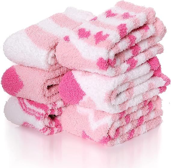 Womens Fuzzy Socks Slipper Soft Cabin Plush Warm Fluffy Winter Christmas Sleep Stocking Stuffers ... | Amazon (US)