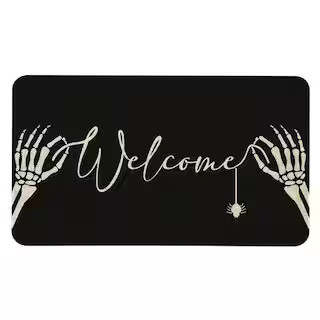 30 in. x 17 in. Black Non-Slip Halloween Skull Welcome Doormat Entrance Floor Mat for Indoor and Outdoor | The Home Depot