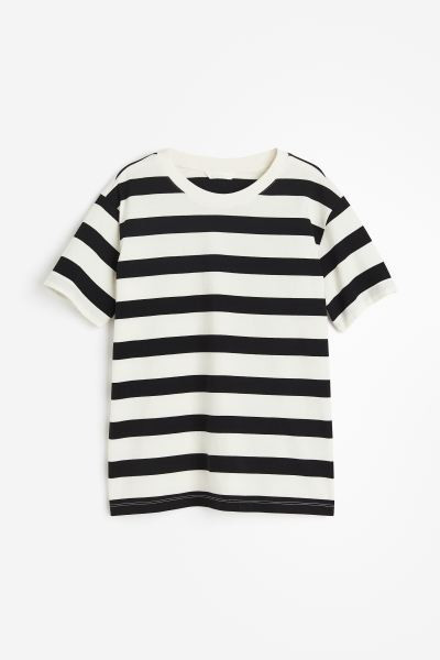 Cotton T-shirt - Cream/Black striped - Ladies | H&M GB | H&M (UK, MY, IN, SG, PH, TW, HK)