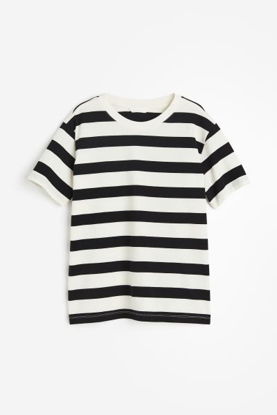 Cotton T-shirt - Cream/black striped - Ladies | H&M US | H&M (US + CA)