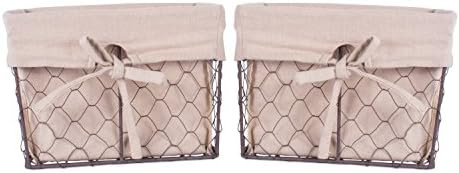 DII Farmhouse Chicken Wire Storage Baskets with Liner, Natural, Medium S/2, 2 Piece | Amazon (US)