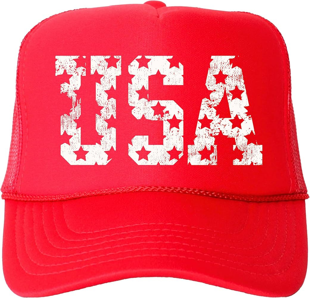 Distressed USA Trucker Hat for Women and Teens American Stars Classic 5 Panel Mesh Snapback | Amazon (US)