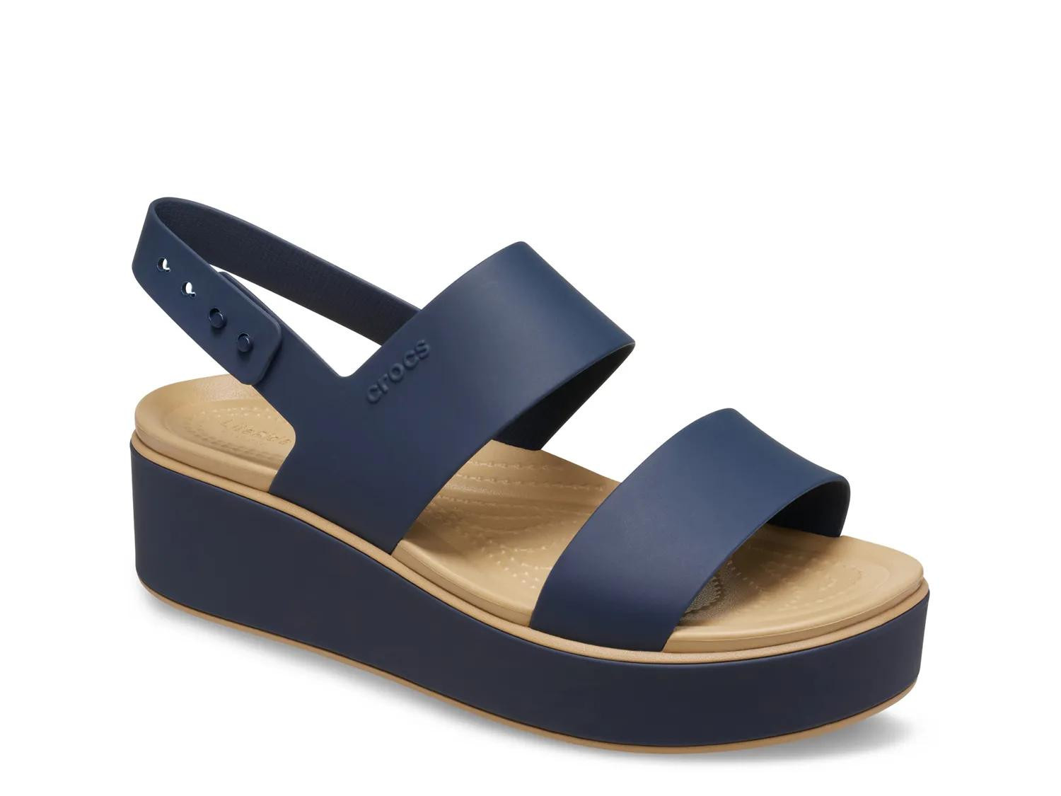 Crocs Brooklyn Matte Wedge Sandal | Women's | Navy | Size 6 | Sandals | Slingback | DSW