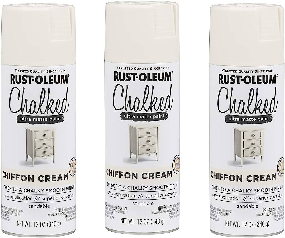 Rust-Oleum 302596A3 Chalked Ultra Matte Spray Paint, 3 Pack, Chiffon Cream, 3 Count | Amazon (US)