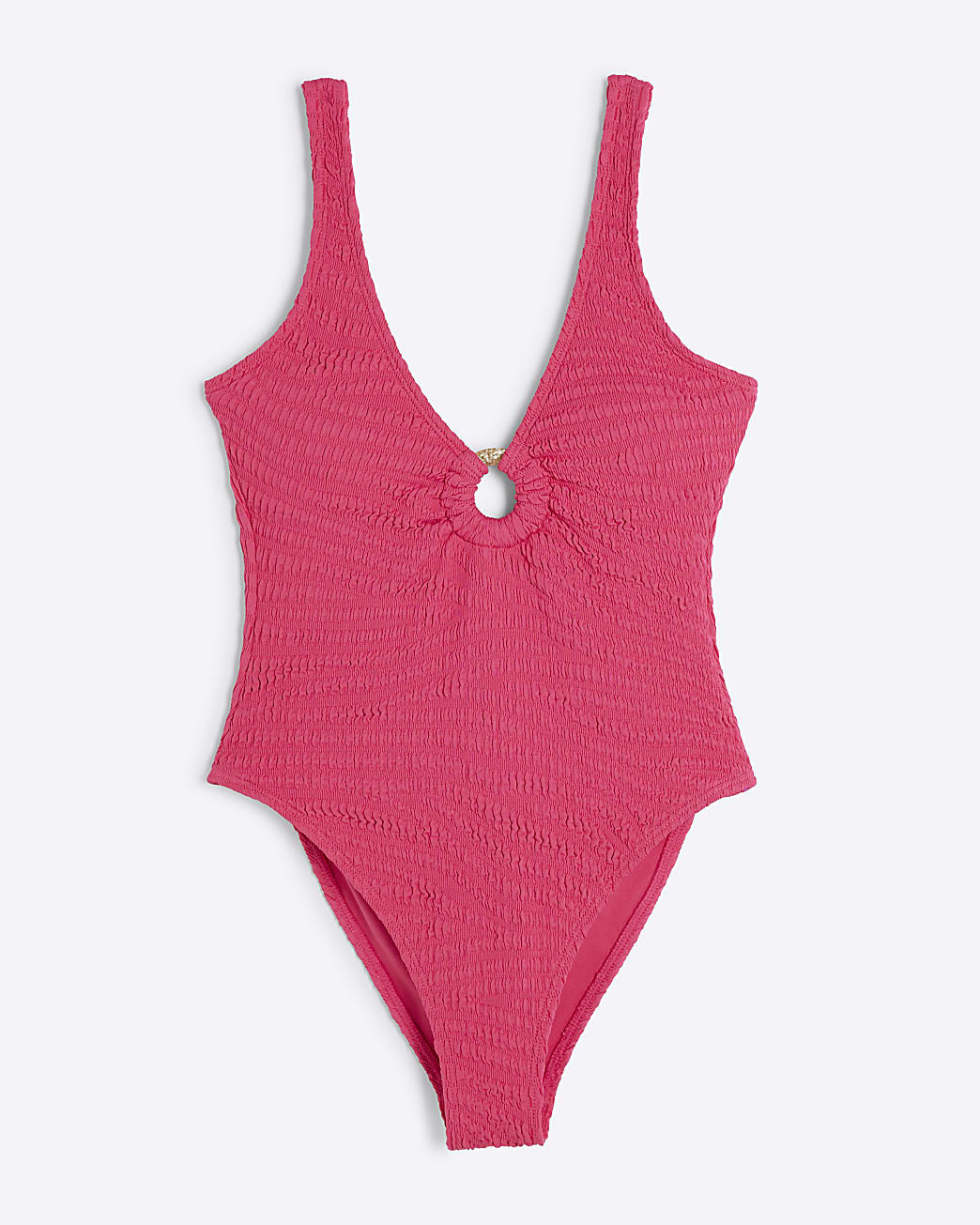 Petite Pink Textured Ring Detail Swimsuit | River Island UK & IE