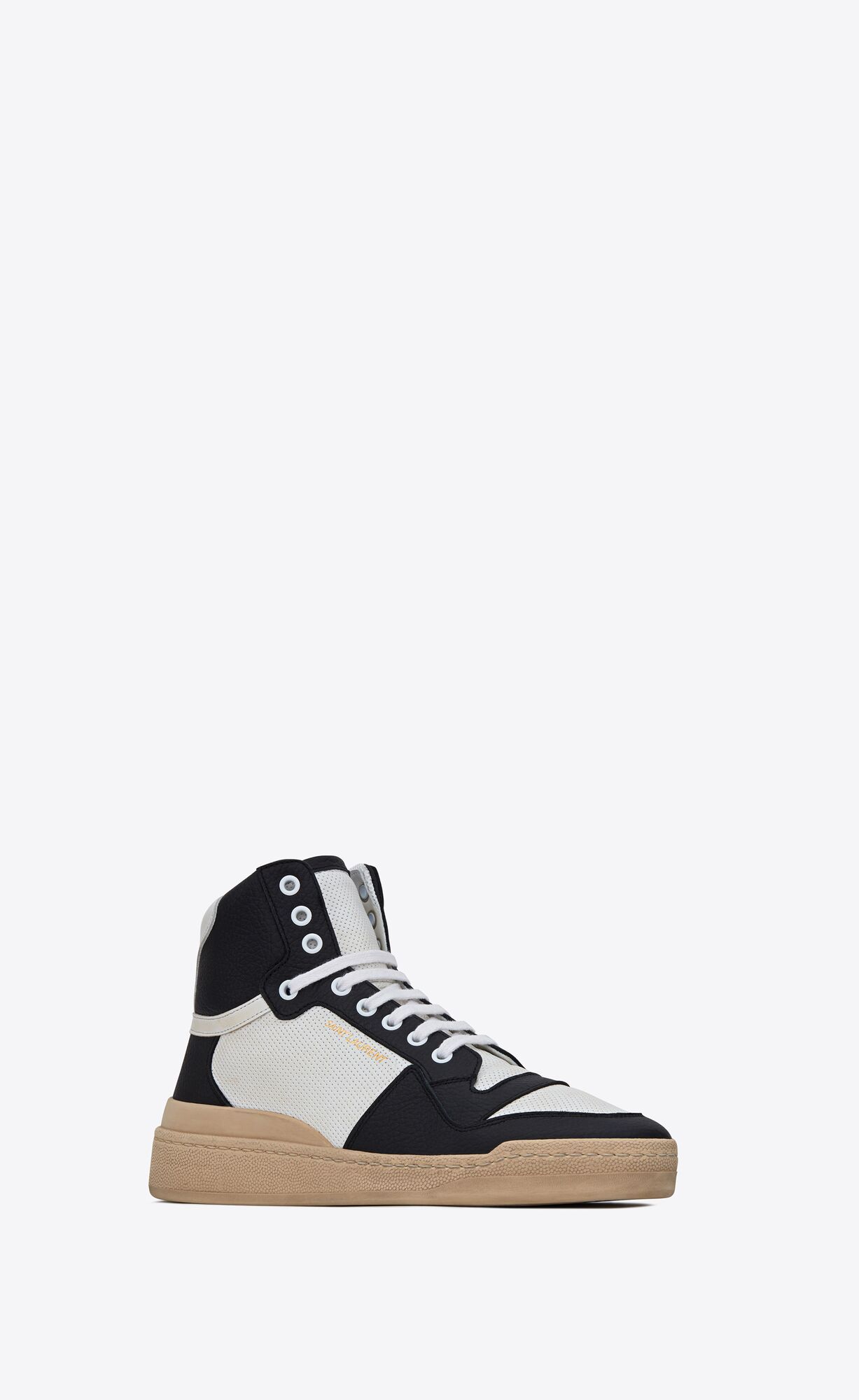 sl24 mid-top sneakers in smooth and perforated leather | Saint Laurent Inc. (Global)