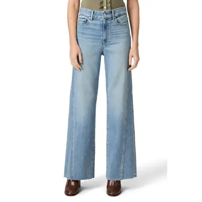 PAIGE Anessa Raw Hem High Waist Wide Leg Jeans in Explorer at Nordstrom, Size 27 | Nordstrom