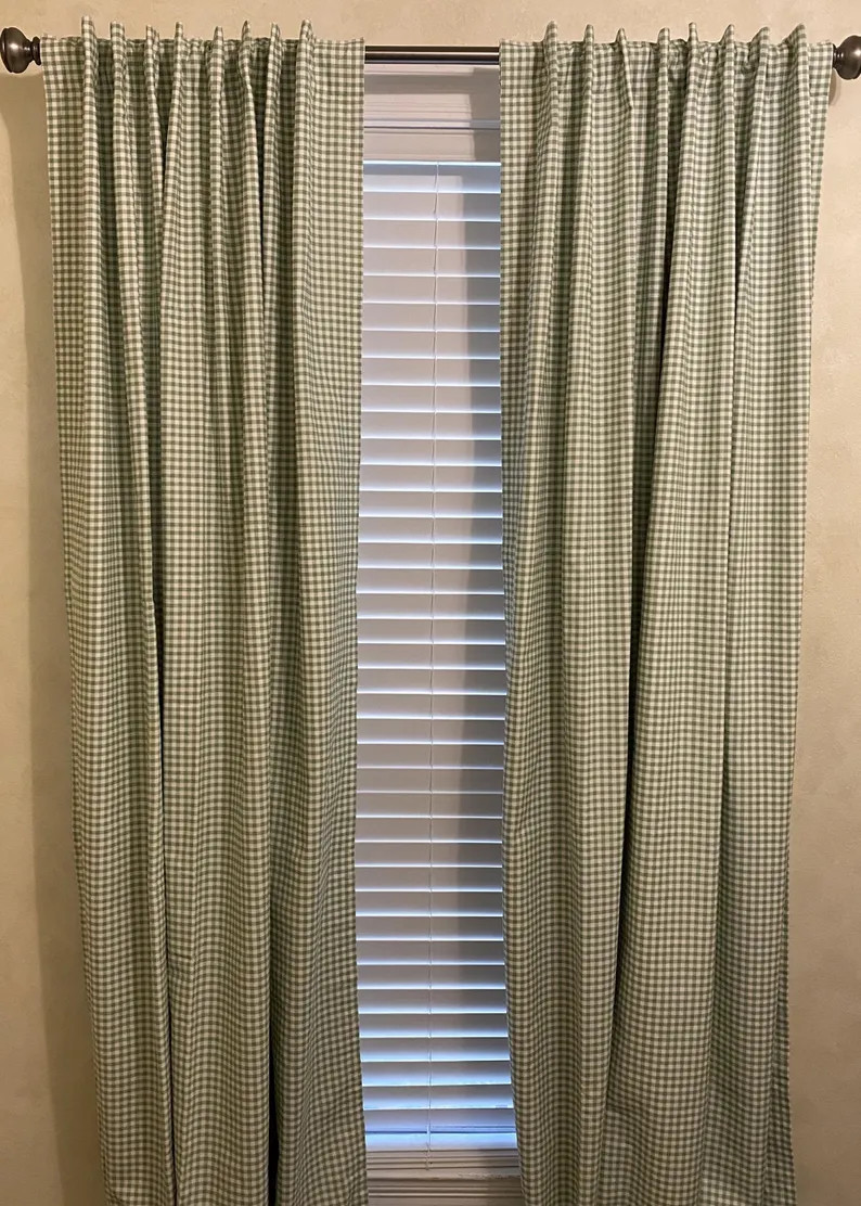 5 Colors, Gingham Curtains, Blue, Pink, Green, Lavender Gingham Curtains - Etsy | Etsy (US)