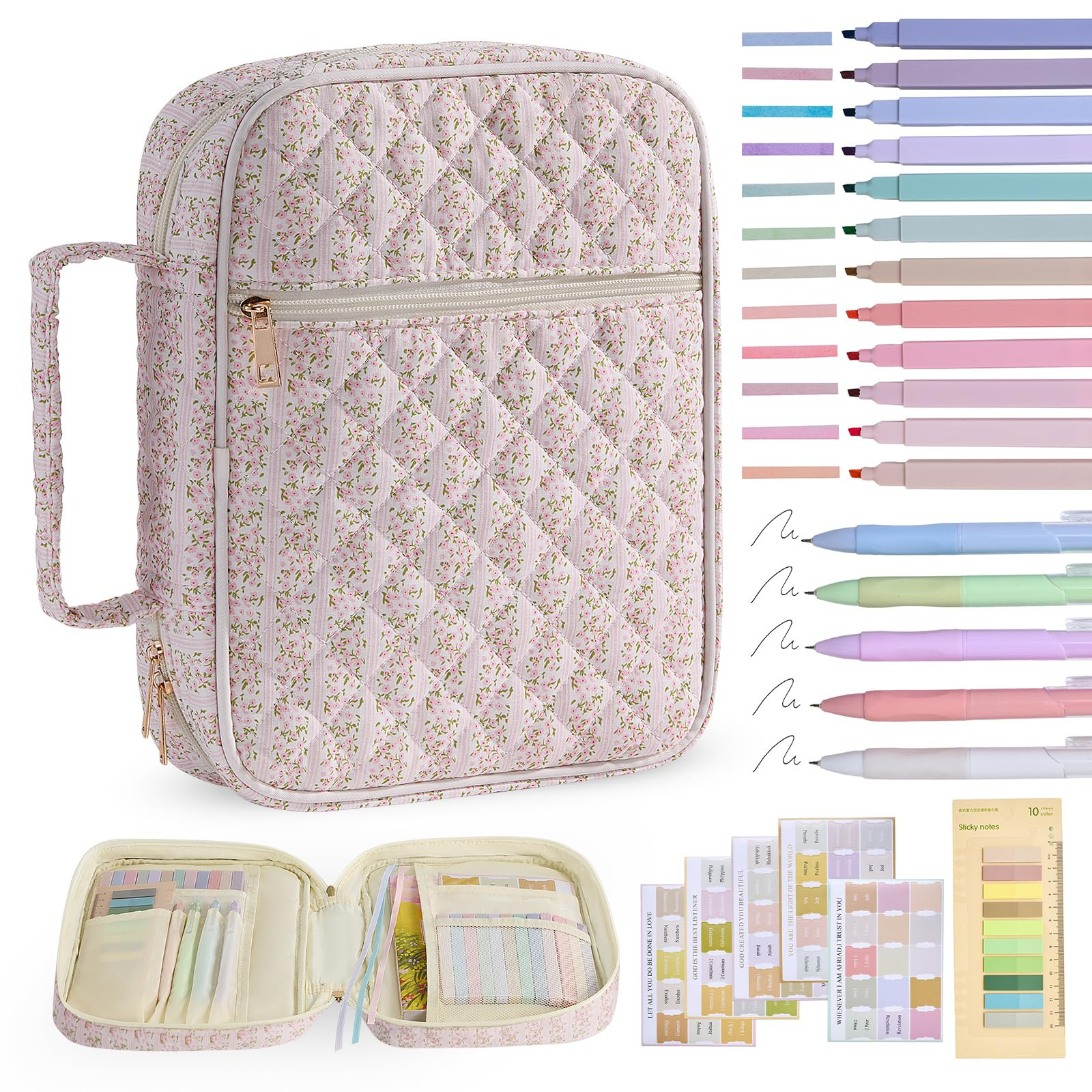 Bible Cover Case for Women Large Bible Cover Bag Quilted Bible Carrying Case for Girls Bible Stud... | Amazon (US)