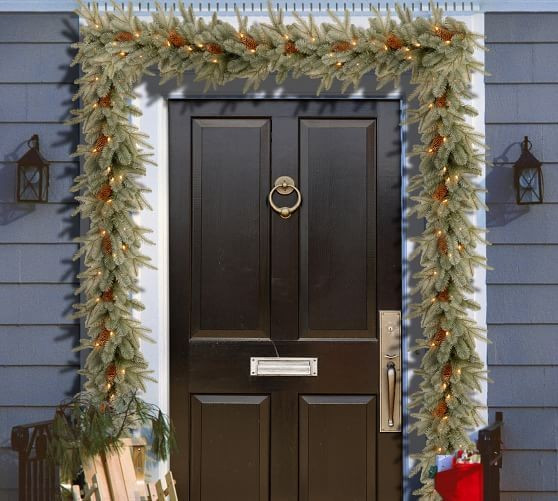 Pre-Lit LED Faux Arctic Spruce Wreath & Garland | Pottery Barn (US)