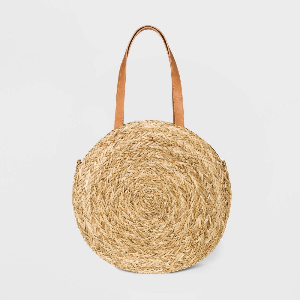Circle Straw Tote Handbag - Universal Thread Natural, Brown | Target