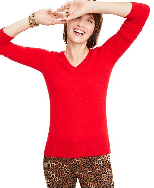 V-Neck Cashmere Sweater, Regular & Petite Sizes, Created for Macy's | Macys (US)