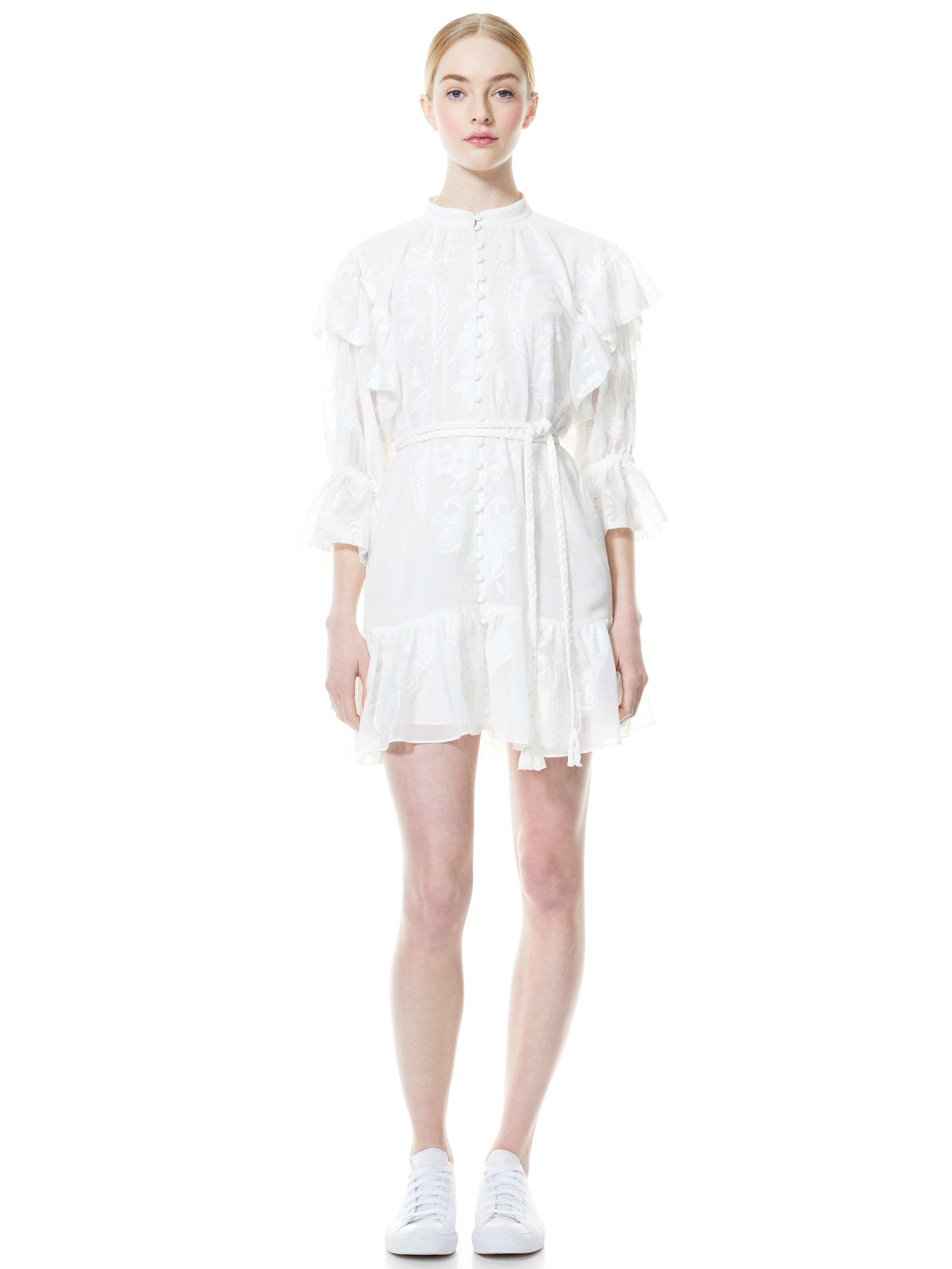 alice + olivia TEDDI BUTTON FRONT BELTED MINI DRESS | Alice + Olivia