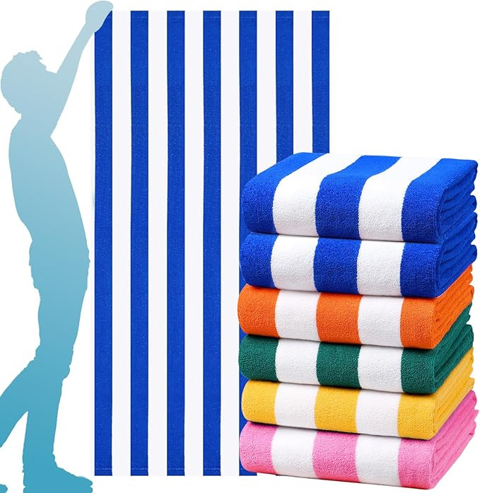 Amazon.com: 6 Packs Extra Large Bath Towels Striped Beach Towel Set Bathroom Sheets Bulk Quick Dr... | Amazon (US)