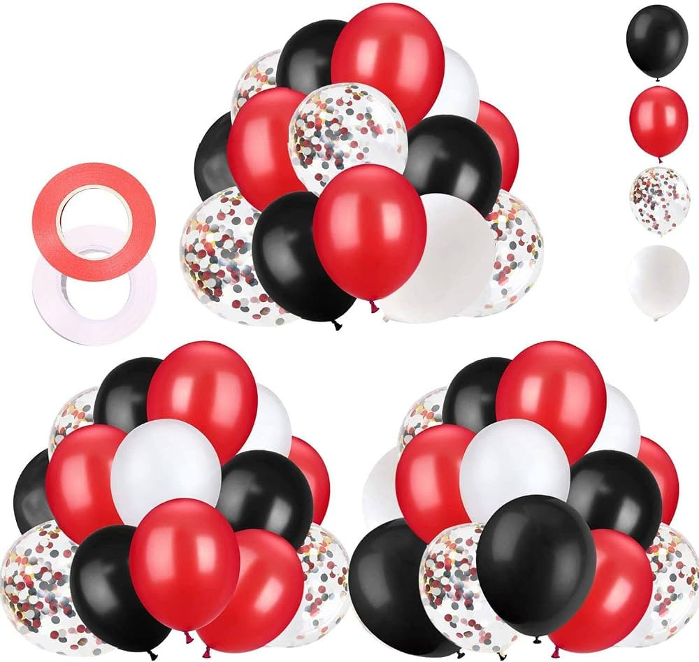 62Pcs Red and Black Balloons Kit - 12 Inches Red Black Party Decoration Balloons for Graduation C... | Amazon (US)