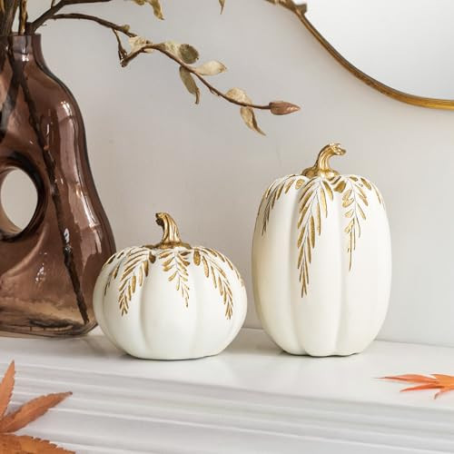 DN DECONATION Fall Pumpkin Decor, 2 PCS Thanksgiving Fake Pumpkin for Home | Amazon (US)