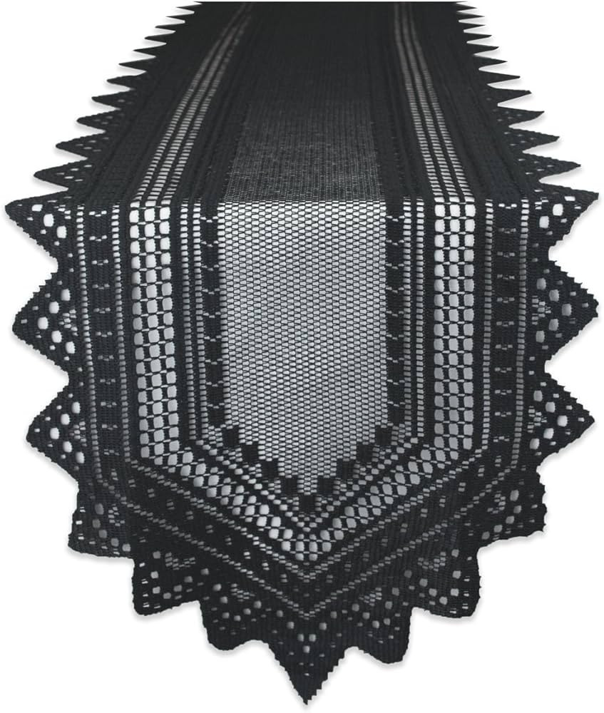 DII Black Lace Overlay Tabletop Collection Gothic Halloween Decor, Table Runner, 14x72, Black | Amazon (US)