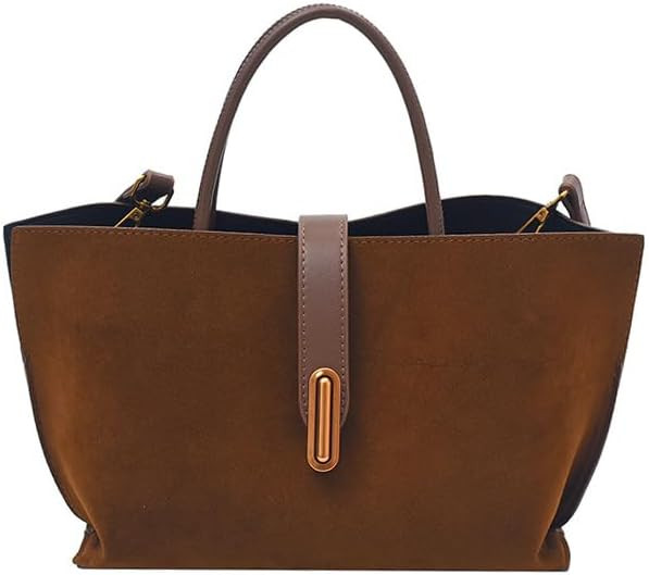 Suede Tote Bags for Women Retro Top-Handle Crossbody Shoulder Bag Handbags Purses Satchel for Tra... | Amazon (US)
