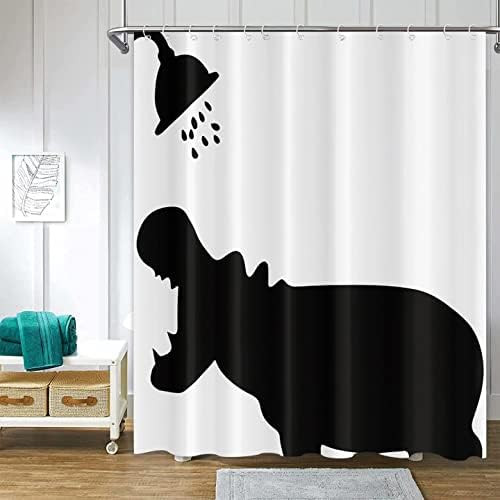 ChloropLastid Funny Hippo Shower Curtain Set 72x72 inch Black Hippo Take Shower Modern Design Wat... | Amazon (CA)