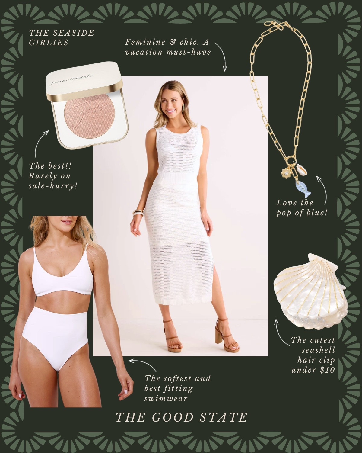 The Seaside Girlies🐚 Save up to 53% on all the cutie items shown!

This one is for the girlies who thrive most when the sea breeze is blowing through their hair. For the one’s soaking up every minute of sunshine and lingering a little longer to watch the sun set behind endless ocean water. This is for the ladies who love all things crochet, woven, bright and happy. Cheers to the longer days and sun-kissed skin☀️ 🌊 

Tuckernuck, Amazon, Amazon fashion, H&M, Target, Target style, swimwear, swimsuit, white swimsuit, wedding guest dress, one piece swimsuit, beauty, shoes, sandals, crochet top, yellow swimsuit, classic style, preppy style, beauty, essentials beach, Charleston, Rosemary Beach, easter, dress, vacation, outfit, resort, outfit, evening, dress, formal dress, affordable, fashion, the good state, Lauren England, beach, earrings, jewelry, sunglasses, sun hat

#LTKSaleAlert #LTKSwim #LTKStyleTip