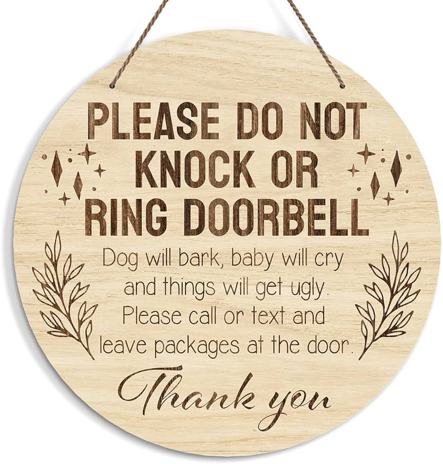Baby Sleeping Sign for Front Door, Do Not Knock or Ring Doorbell Door Decorations, Rustic Wooden ... | Amazon (US)