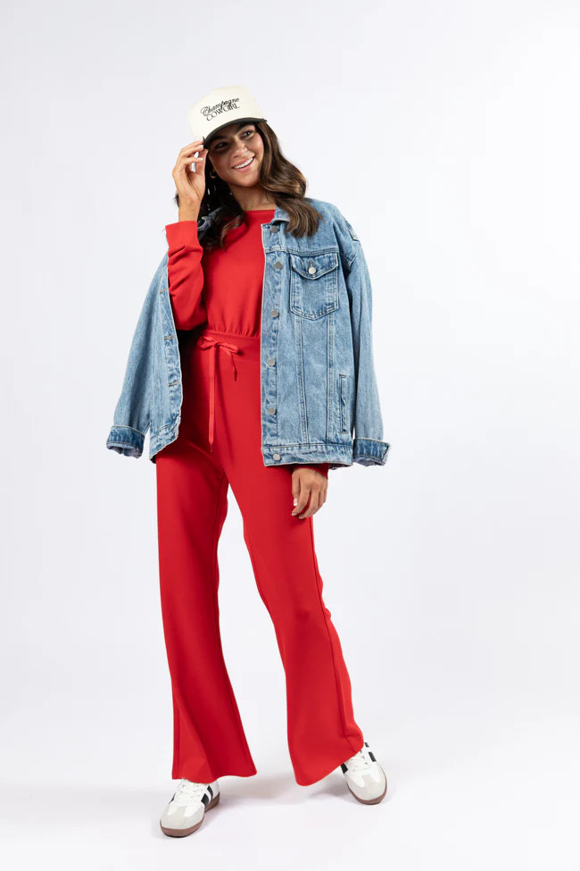 Wear It Out Red Boat Neck Jumpsuit | Pink Lily