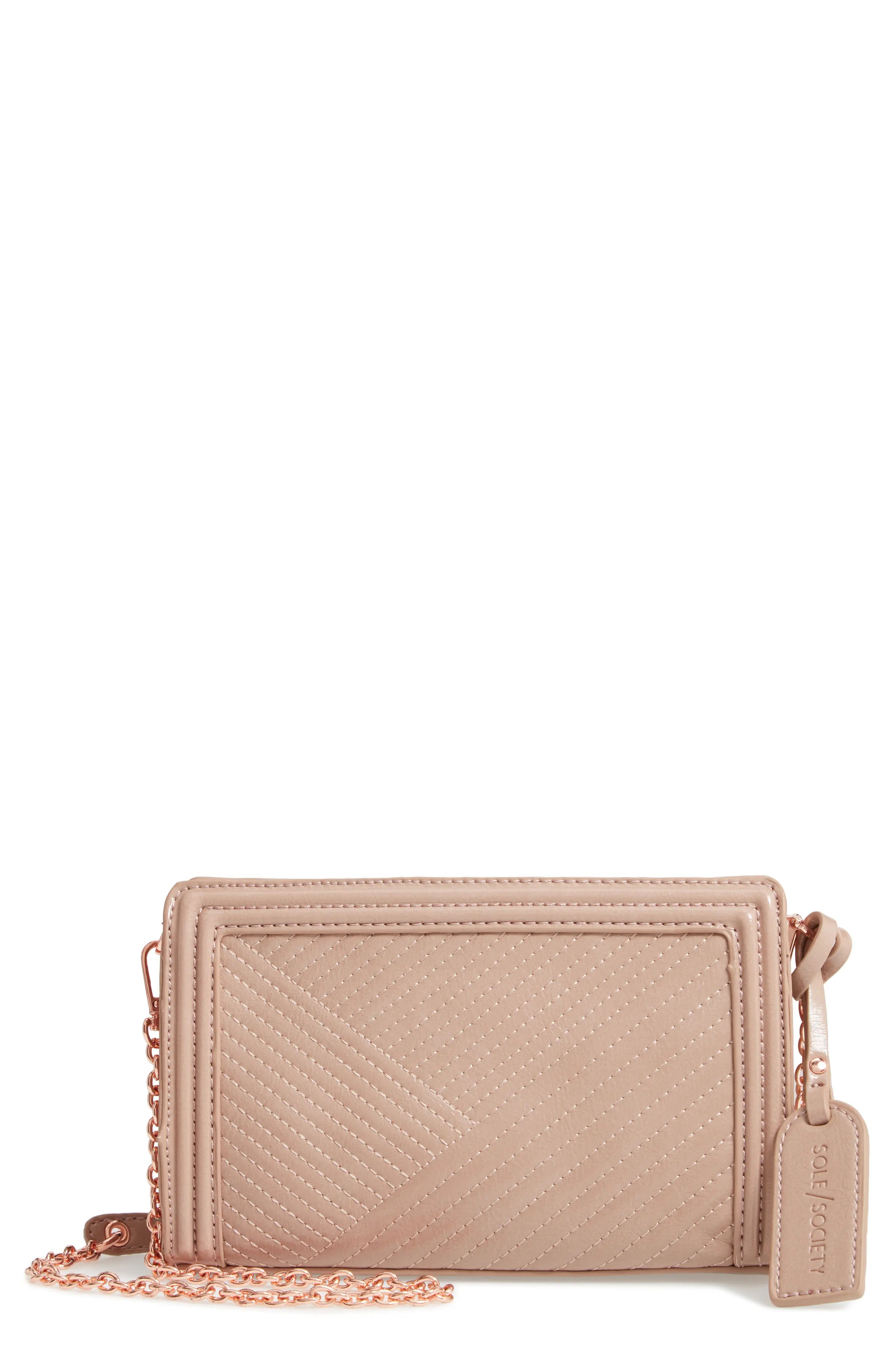 Sole Society Aisln Faux Leather Crossbody Bag - Beige | Nordstrom