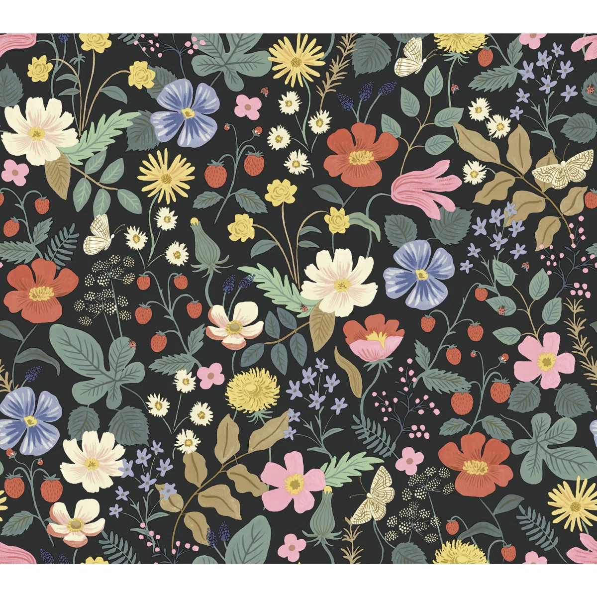 Rifle Paper Co. Strawberry Fields 27" L x 27" W Smooth Wallpaper Roll | Wayfair North America