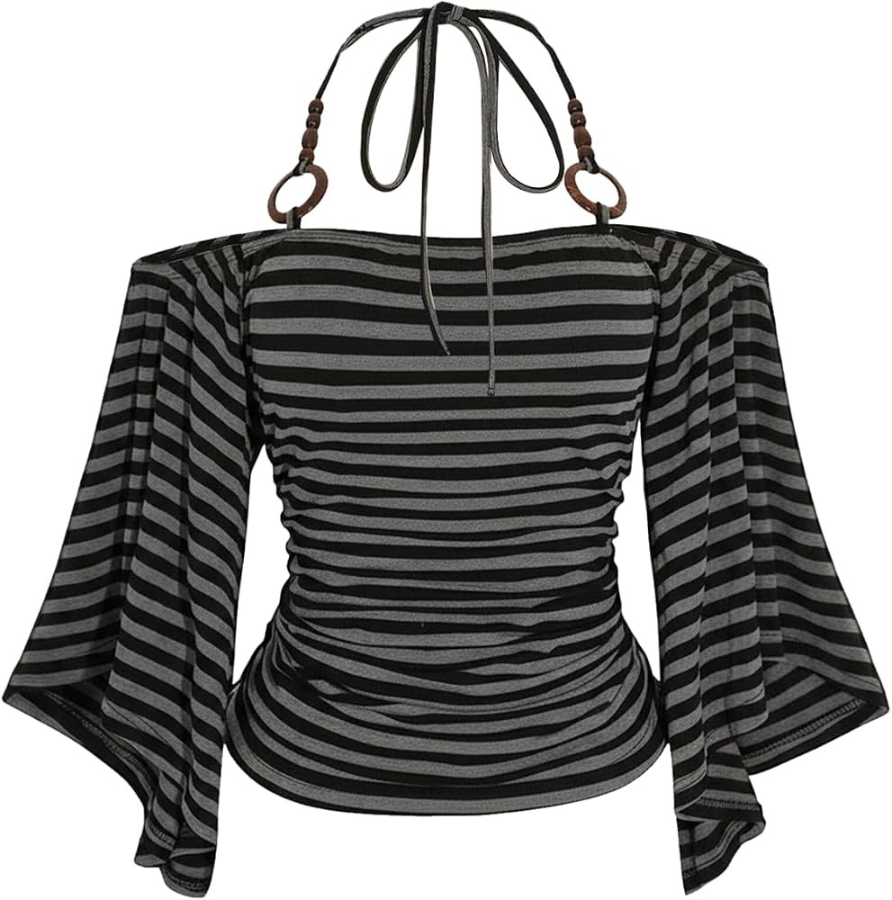 SOLY HUX Women's Plus Size Striped Off Shoulder Tops | Amazon (US)