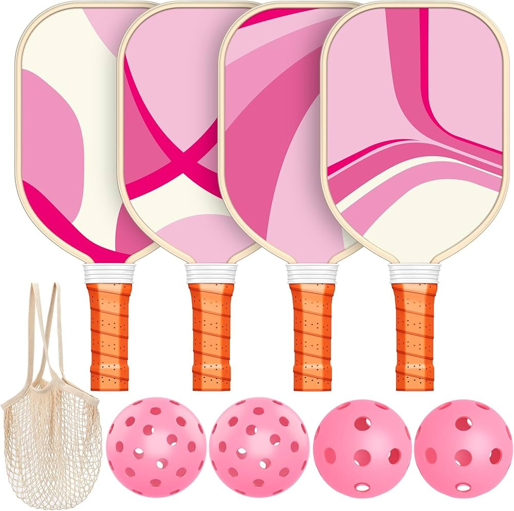 Pickleball Paddles, USAPA Approved Wooden/Fiberglass Pickleball Set of 4 with 4 Balls and 1 Carry... | Amazon (US)