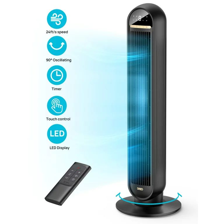 Dreo Tower Fans for Home, 2023 NEW 36" Standing Floor Fan with Remote, 90° Oscillating Fan, 24 f... | Walmart (US)