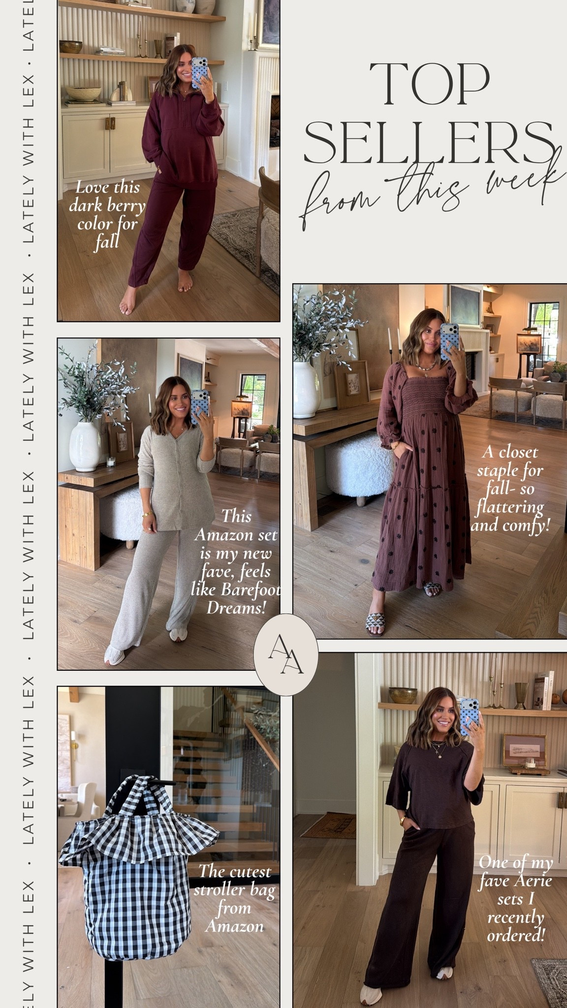 Top sellers from this week! 💛 

1. Free People embroidered dress- wearing xs; such a comfy & flattering dress for fall! The flowy style is also perfect for pregnancy & postpartum. 
2. Aerie Causal Brown Set- wearing xs in both top & bottoms.
3. Aerie oversized sweatshirt + barrel pants- wearing xs in sweatshirt and xs short in pants. Got my true size! 
4. Amazon ruffle stroller bag- so impressed with this find!! It’s identical to a $150 one I had my eyes on, and the quality is amazing! 
5. Amazon ribbed set- wearing a small; features the softest material and so cozy for lounging this fall, school pickup, errands, etc when you want a comfy look!

#LTKSaleAlert #LTKootd #LTKBump